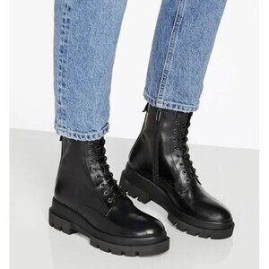 La Canadienne combat boot "Brendan" black leather lace up lug sole sz 35